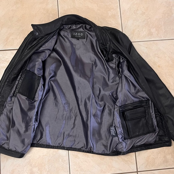 Black Leather bomber jacket -men’s L - Picture 3 of 6